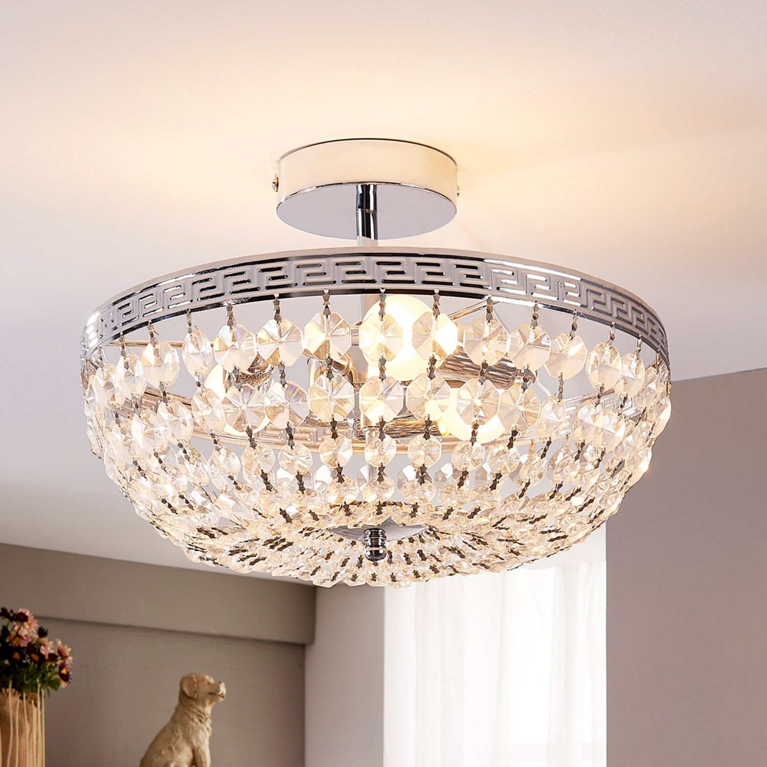 B-Ware Lindby Kristall Deckenlampe Mondrian Wohnzimmerleuchte Kronleuchter Hängelampe