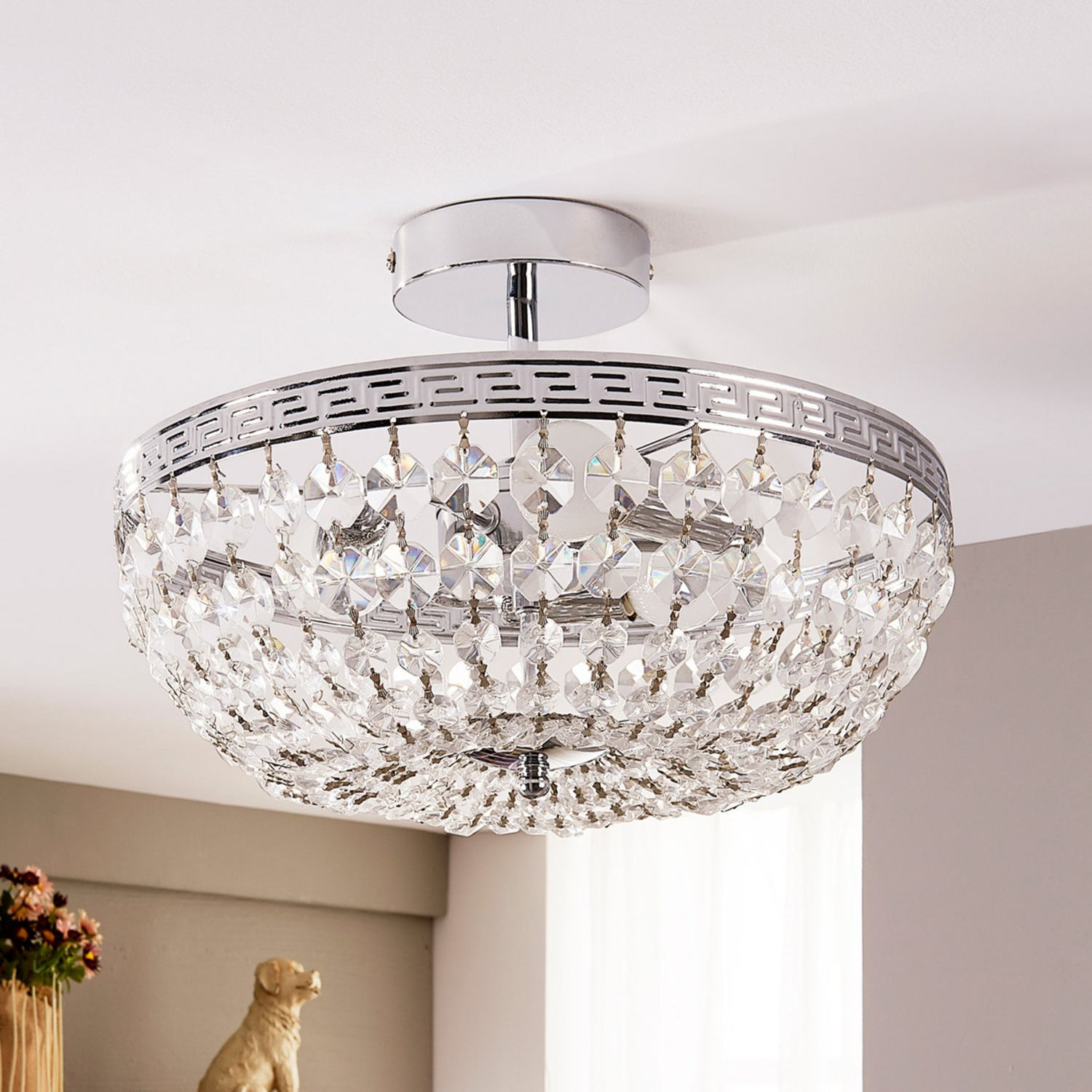 B-Ware Lindby Kristall Deckenlampe Mondrian Wohnzimmerleuchte Kronleuchter Hängelampe
