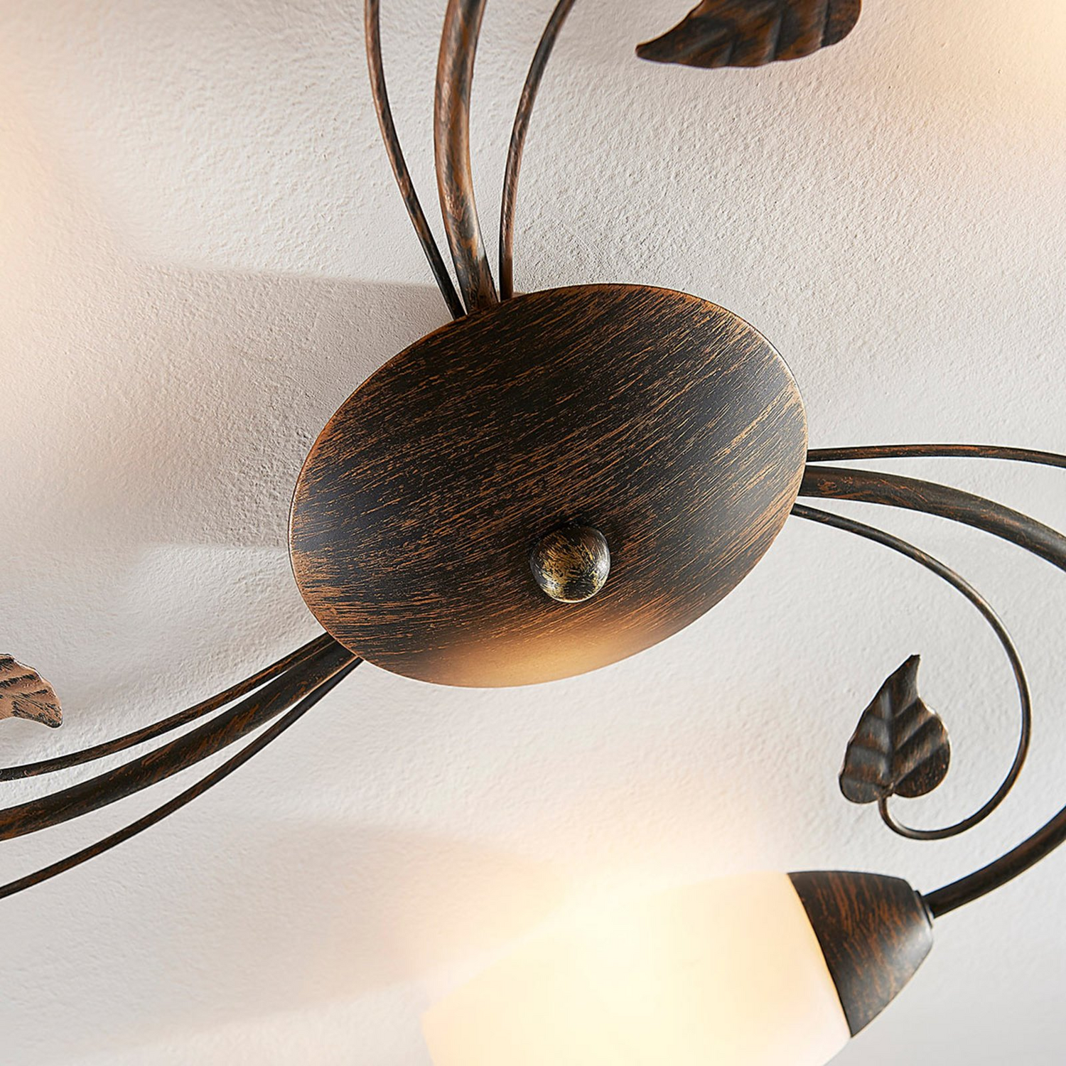B-Ware Lindby Deckenleuchte Lampe Stefania Schwarz Gold Wohnraum Beleuchtung Blattform - 4251096534894