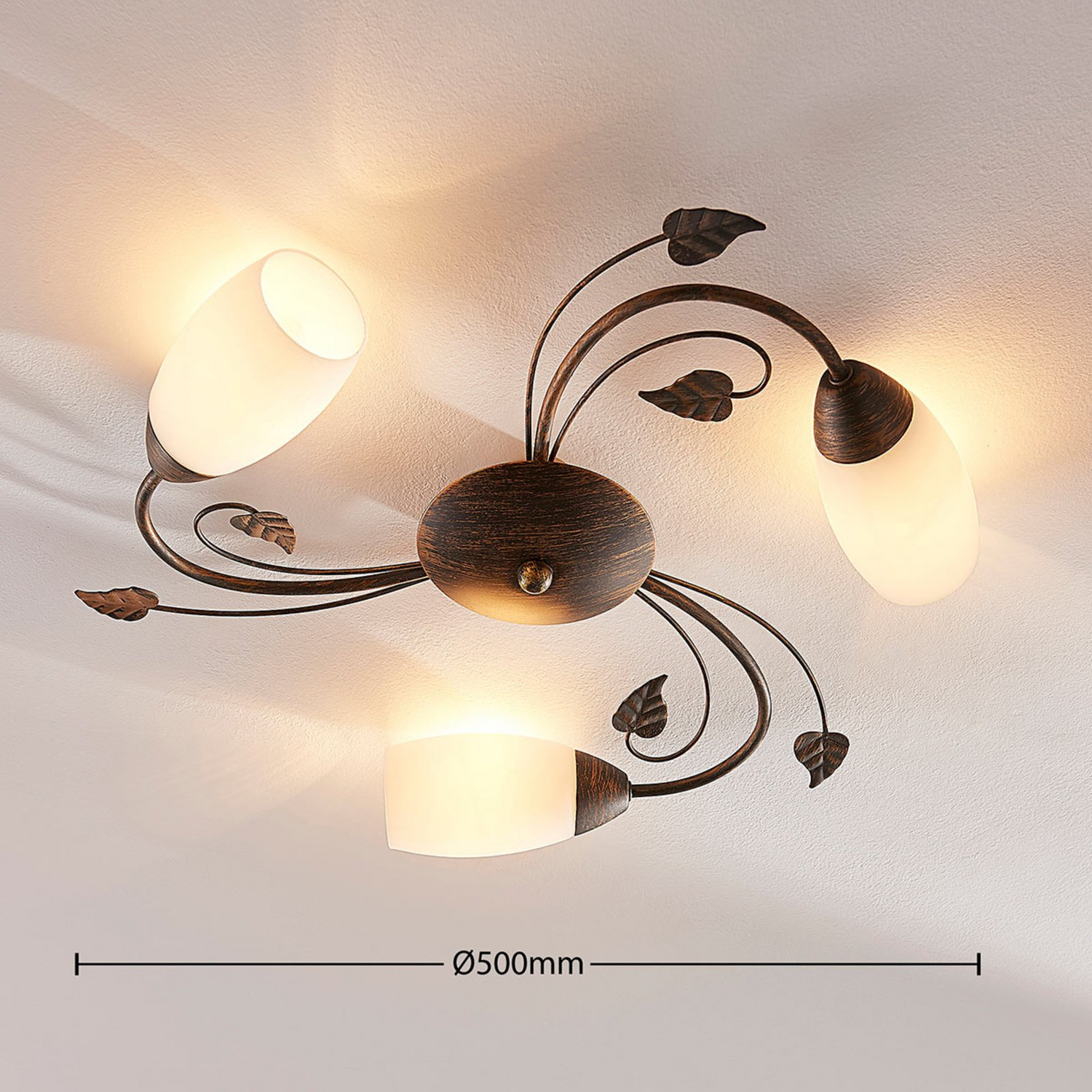B-Ware Lindby Deckenleuchte Lampe Stefania Schwarz Gold Wohnraum Beleuchtung Blattform - 4251096534894