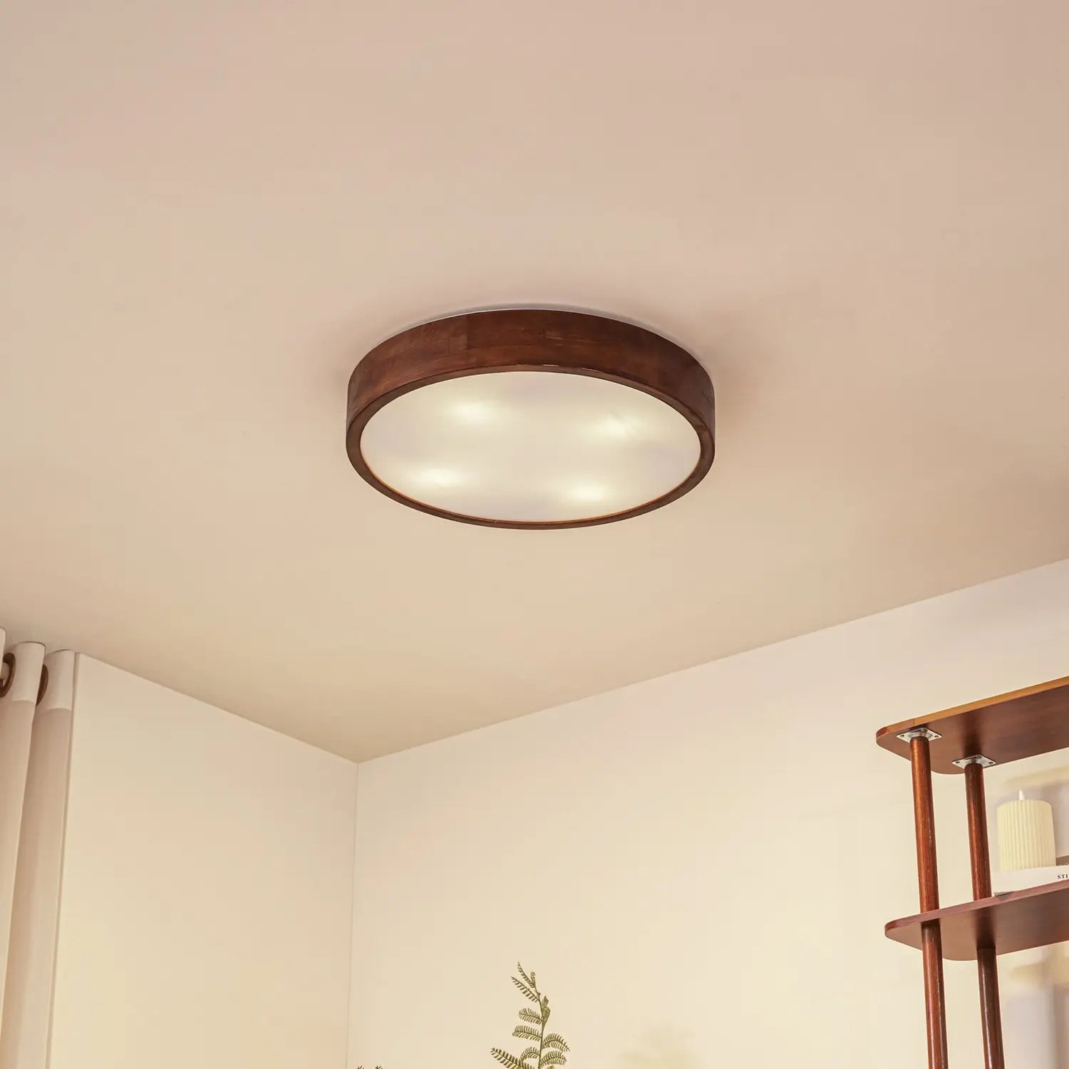 B-Ware Lindby Deckenleuchte Tanju Deckenlampe Leuchte Lampe E27 Walnussholz 4 Flg 50cm - 4255830902758