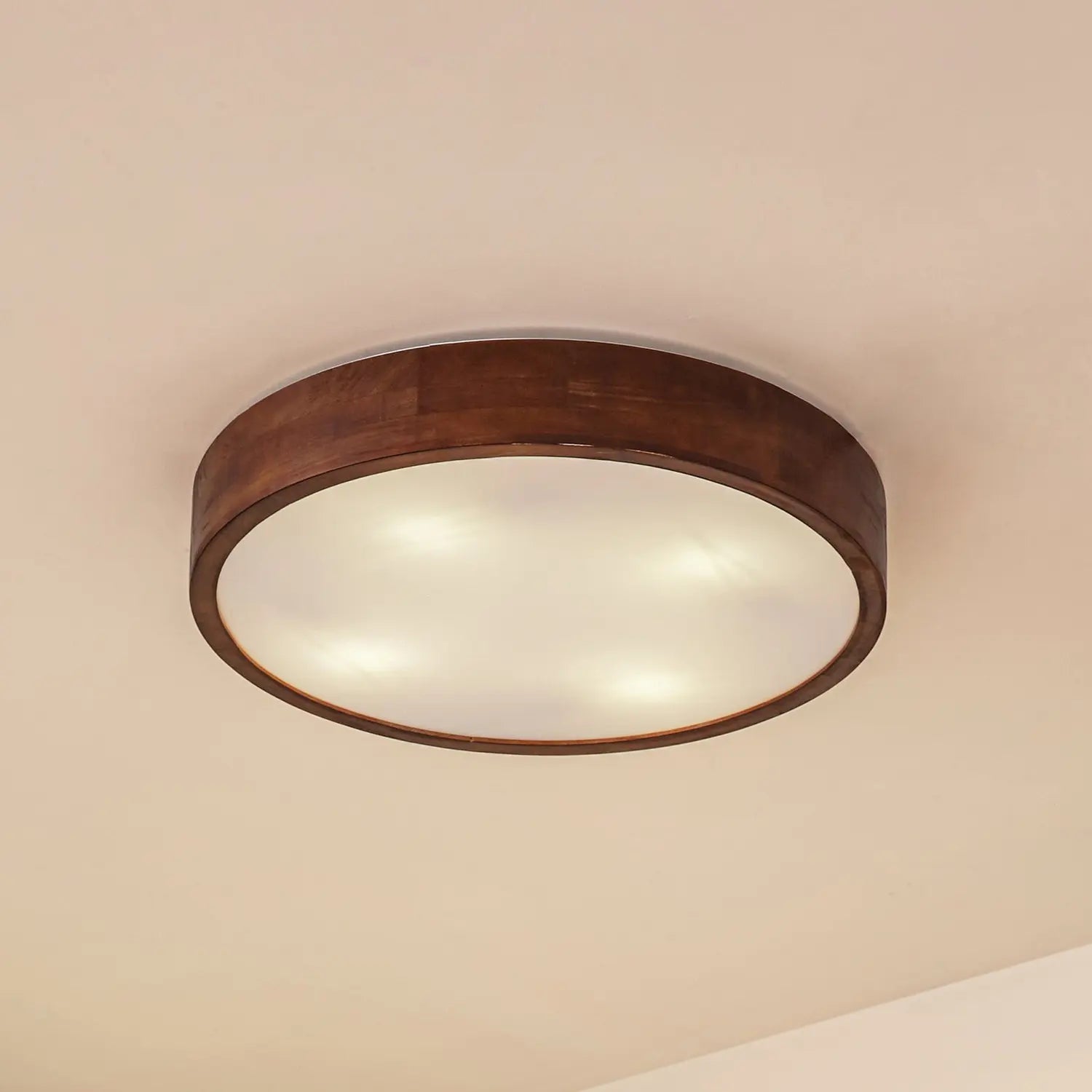 B-Ware Lindby Deckenleuchte Tanju Deckenlampe Leuchte Lampe E27 Walnussholz 4 Flg 50cm - 4255830902758