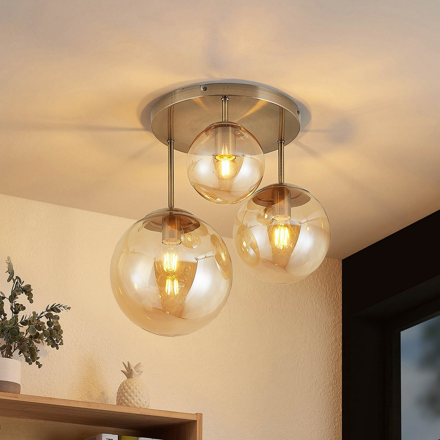 Lindby Teeja Deckenlampe 3 Glaskugeln Messing Deckenlampe Siehe Text/Foto B-Ware - 4251911746037