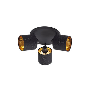 B-Ware Lindby Deckenleuchte Deckenlampe Vasilia Schwarz Gold Stoff Metall 3 Flammig E14
