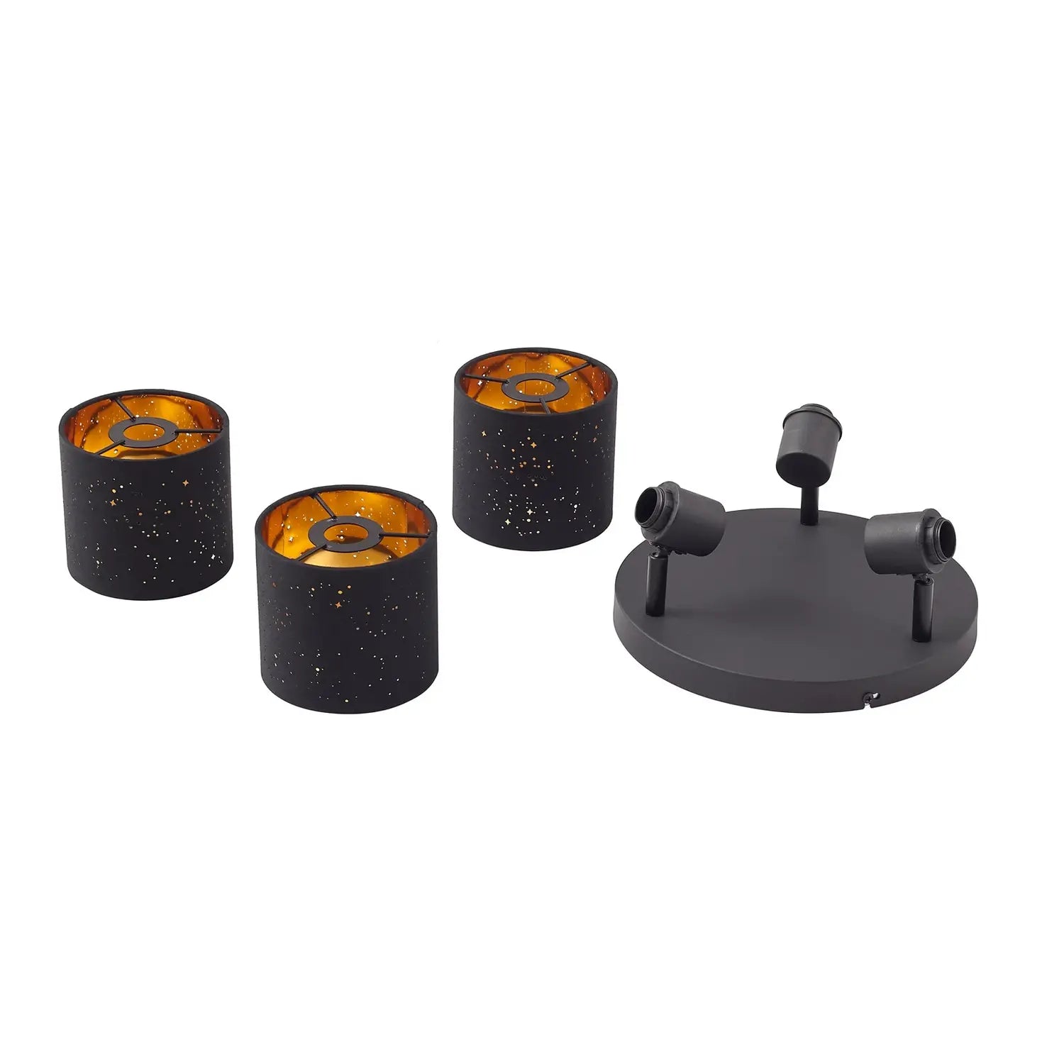 B-Ware Lindby Deckenleuchte Deckenlampe Vasilia Schwarz Gold Stoff Metall 3 Flammig E14 - 4251911791372
