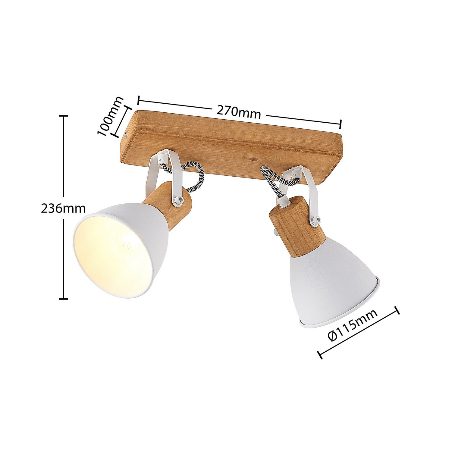 B-Ware Lindby Merela Deckenlampe Deckenlicht Deckenstrahler Lampe Holz Zweiflammig E14