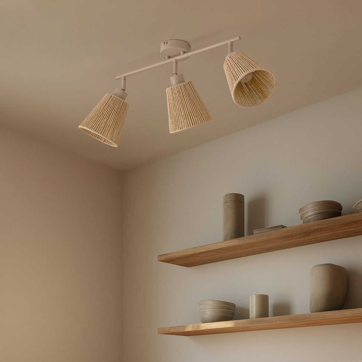 Lindby Deckenstrahler Strahler Anuva beige Papier 3-flammig 72 cm169 - 4255830903700
