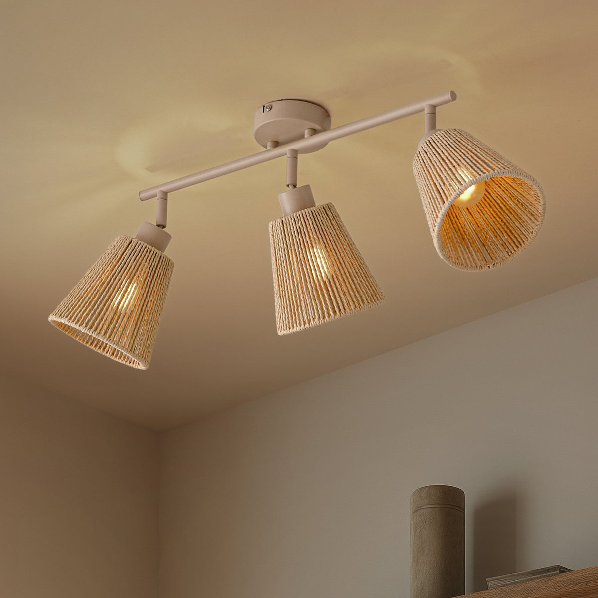 Lindby Deckenstrahler Strahler Anuva beige Papier 3-flammig 72 cm169 - 4255830903700