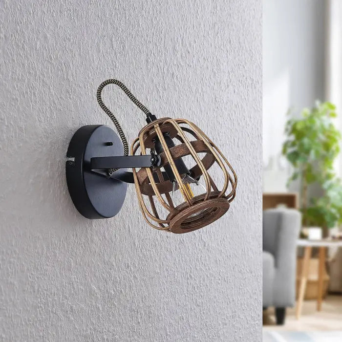 Lindby Deckenstrahler Bominio Lampe Deckenlampe 19 Cm 1 Flg Holz Rattan Leuchte B-Ware - 4251911731385