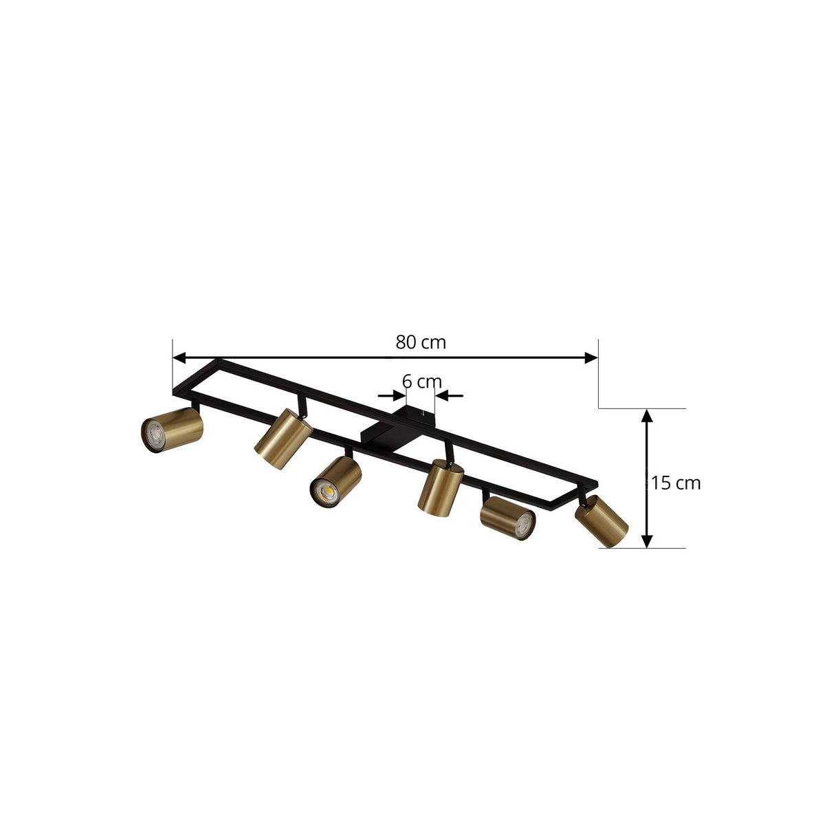 Lindby Deckenstrahler Strahler Bravius messing 6-flammig Eisen - 4255830902772