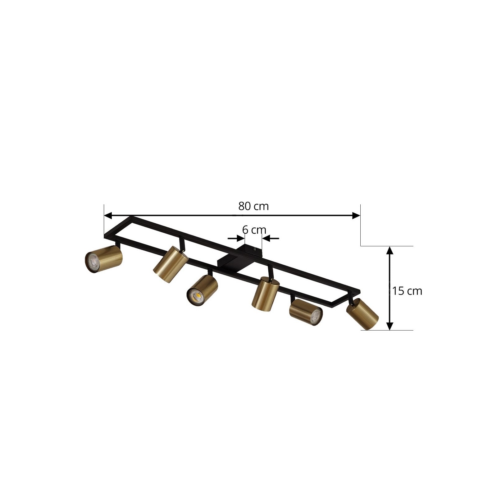 Lindby Deckenstrahler Strahler Bravius messing 6-flammig Eisen - 4255830902772