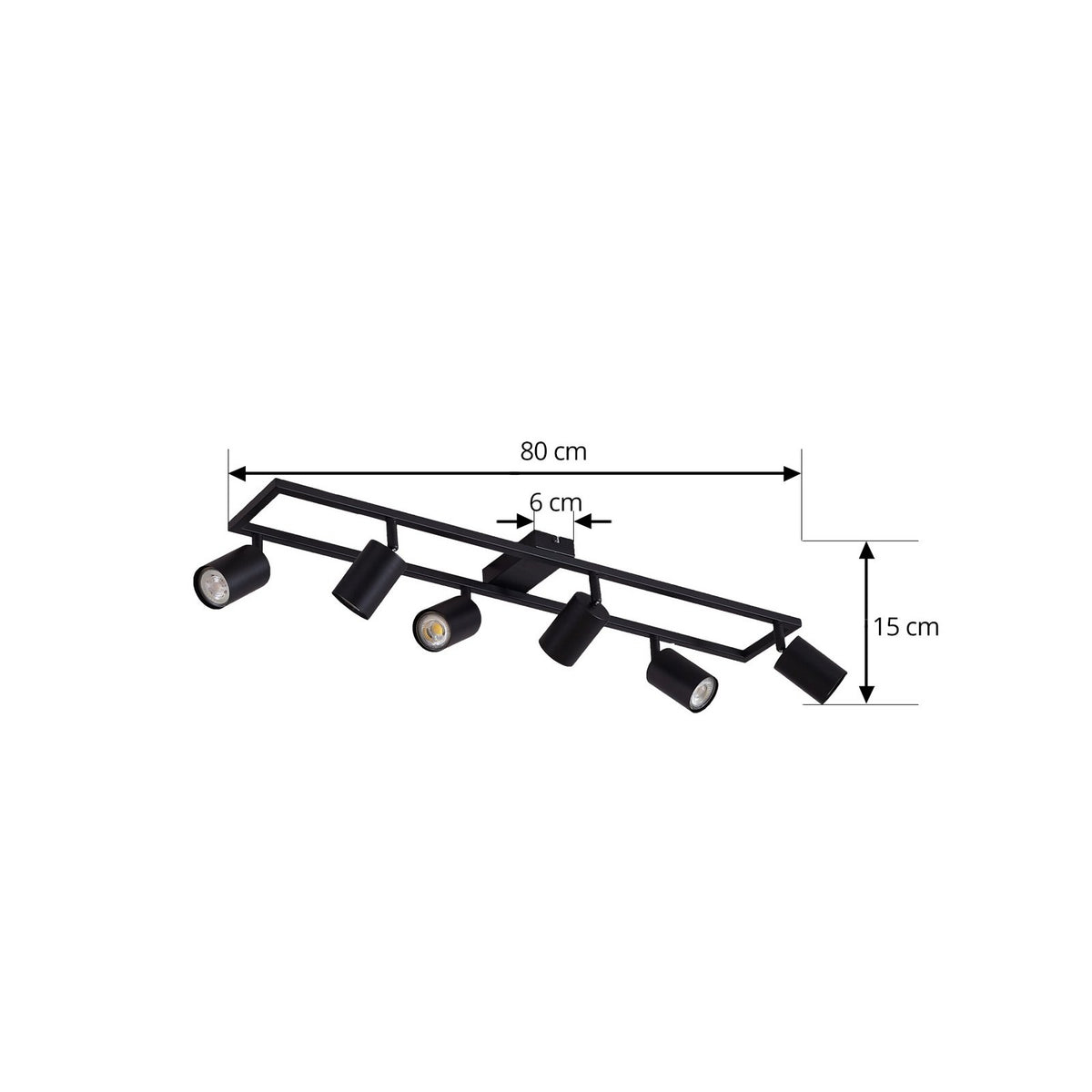 Lindby Deckenstrahler Strahler Bravius schwarz 6-flammig Eisen - 4255830902765
