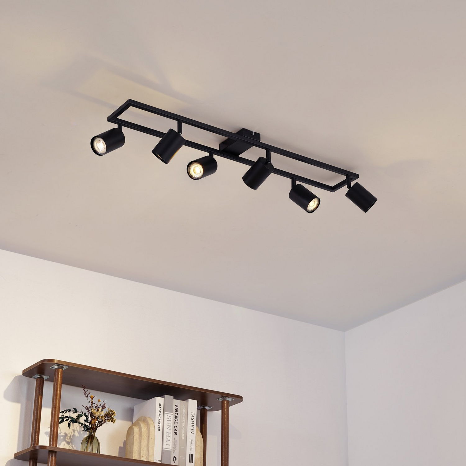 B-Ware Lindby Deckenstrahler Strahler Bravius Schwarz 6 Flammig Eisen