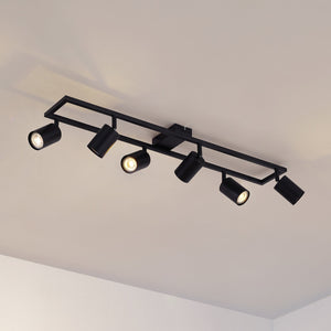 B-Ware Lindby Deckenstrahler Strahler Bravius schwarz 6-flammig Eisen