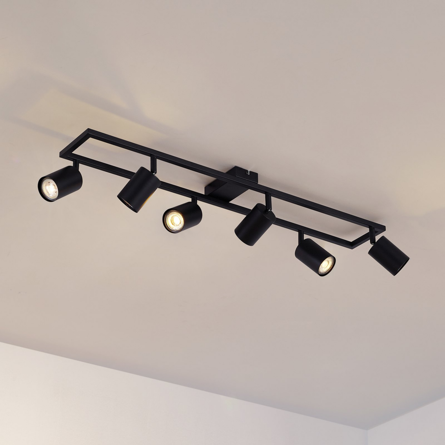 B-Ware Lindby Deckenstrahler Strahler Bravius Schwarz 6 Flammig Eisen