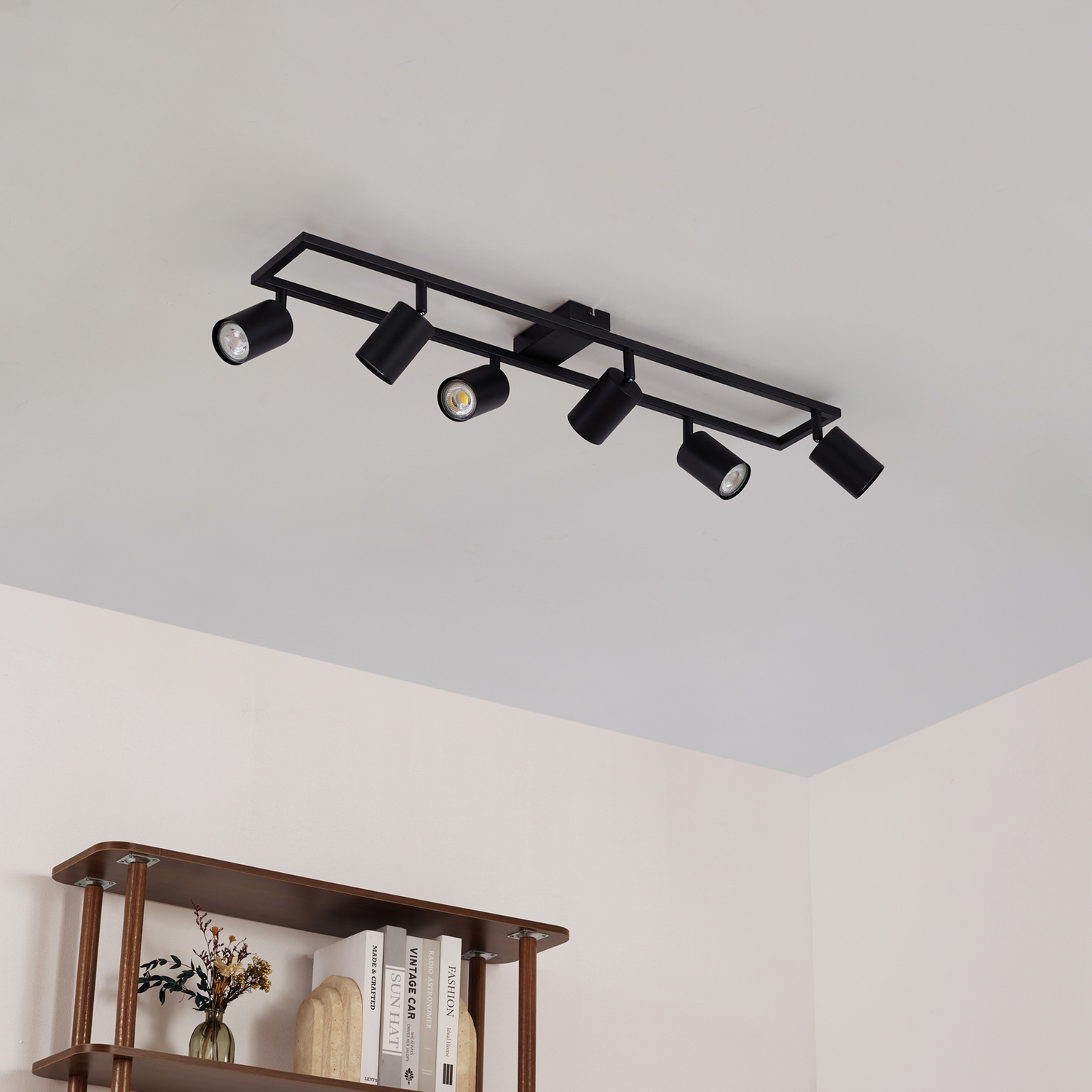 B-Ware Lindby Deckenstrahler Strahler Bravius Schwarz 6 Flammig Eisen