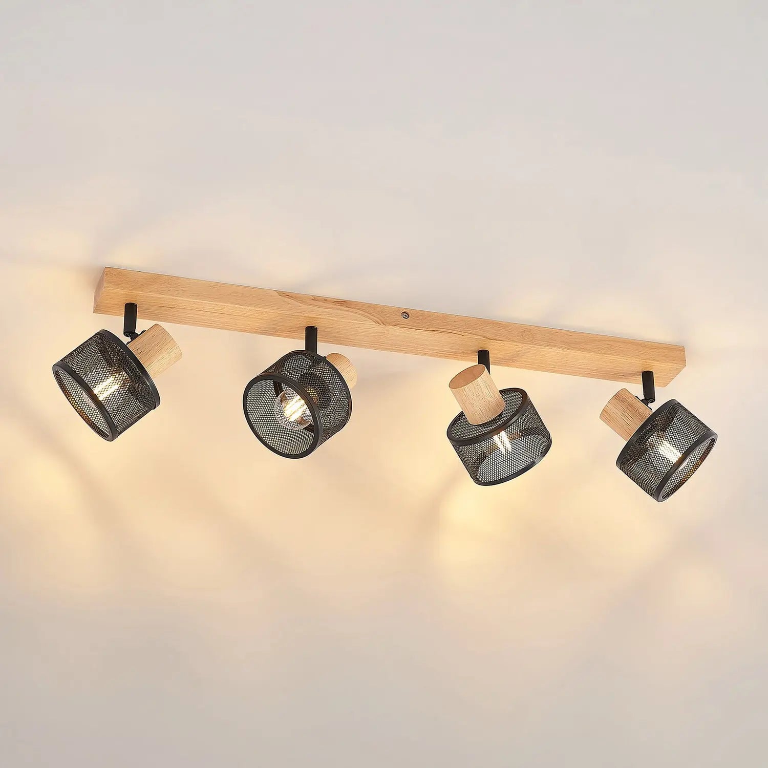 B-Ware Lindby Evinora Deckenstrahler Deckenlampe Deko Deckenlicht E14 Aus Holz 4 Flg - 4251911700039