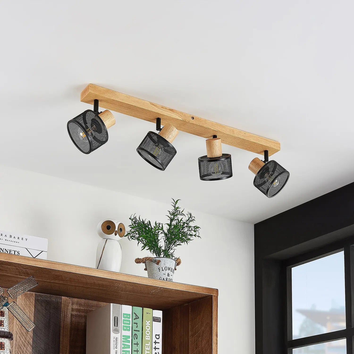 B-Ware Lindby Evinora Deckenstrahler Deckenlampe Deko Deckenlicht E14 Aus Holz 4 Flg - 4251911700039
