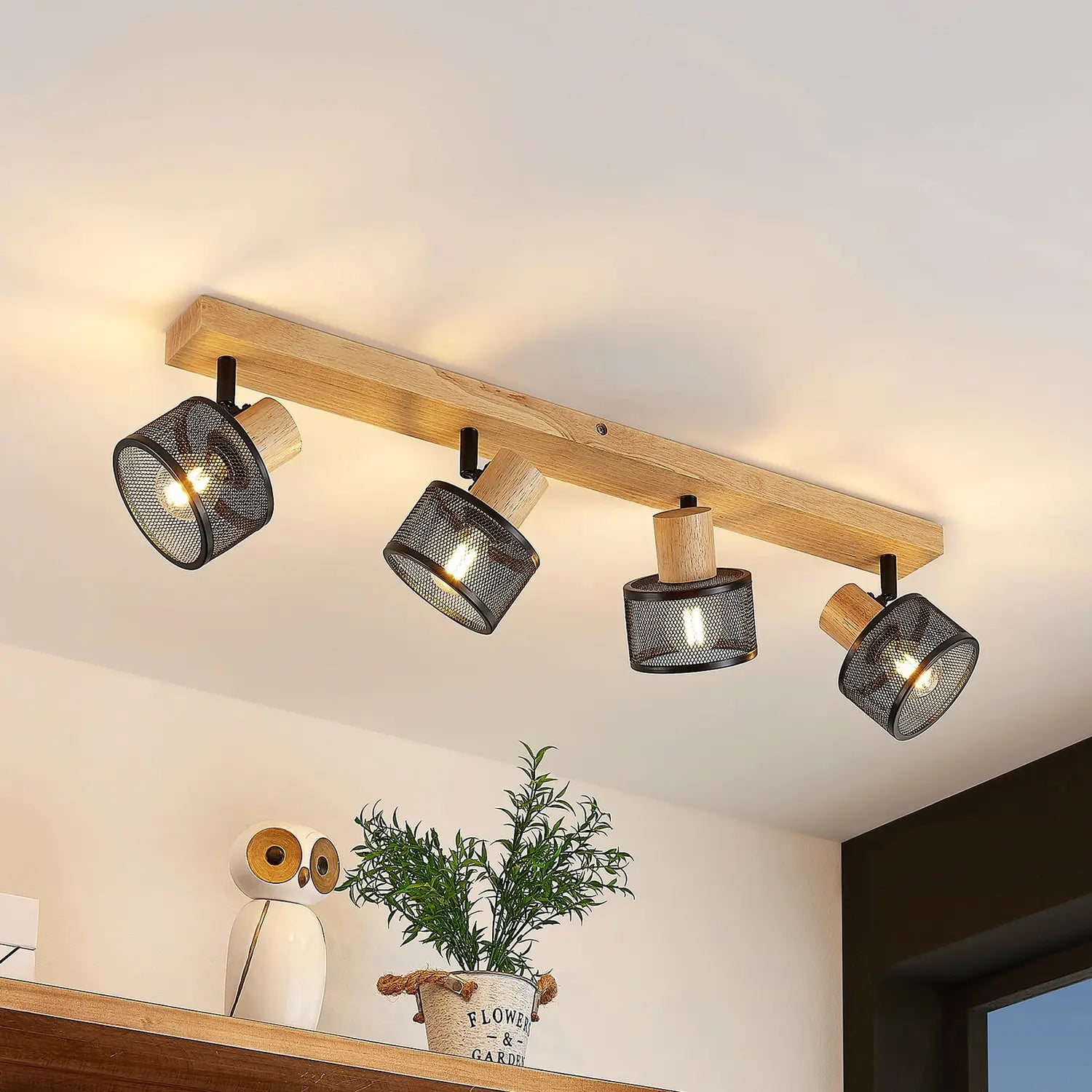 B-Ware Lindby Evinora Deckenstrahler Deckenlampe Deko Deckenlicht E14 Aus Holz 4 Flg - 4251911700039