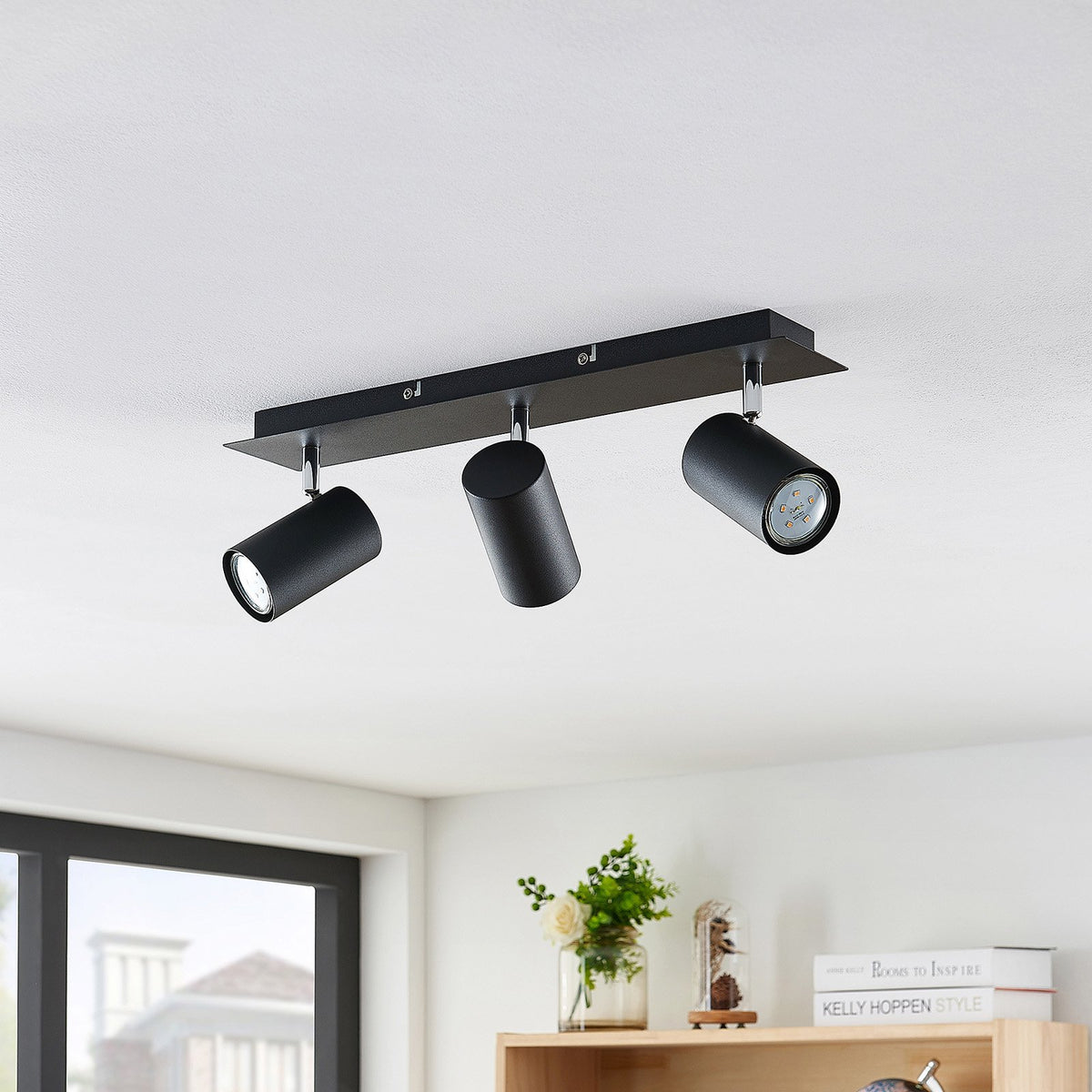 Lindby Deckenstrahler Joffrey Deckenleuchte Deckenlampe schwarz 49cm 3-flg GU10 - 42510965725990