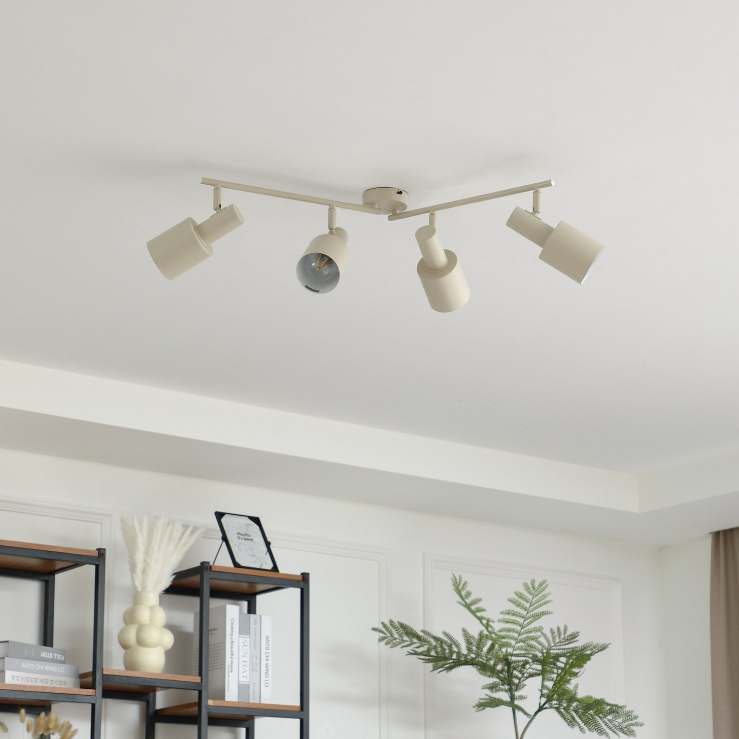 Lindby Deckenstrahler Ovelia Beige Lang 4 Flämmig Deckenlampe Lampe Strahler E27 B-Ware - 4251911775136