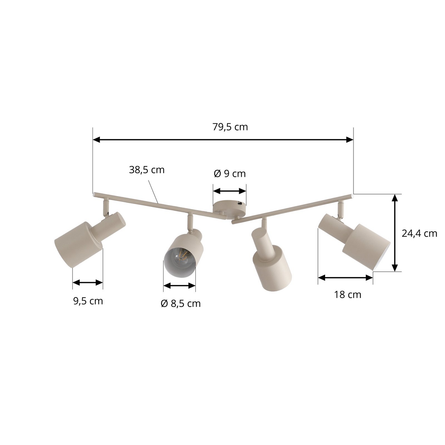 Lindby Deckenstrahler Ovelia Beige Lang 4 Flämmig Deckenlampe Lampe Strahler E27 B-Ware - 4251911775136