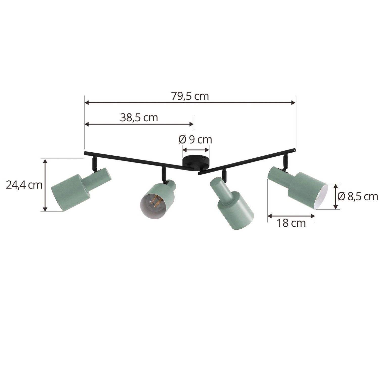 B-Ware Lindby Deckenstrahler Ovelia, Grün/Schwarz Lang Deckenlampe Strahler Lampe E27 - 4251911775129