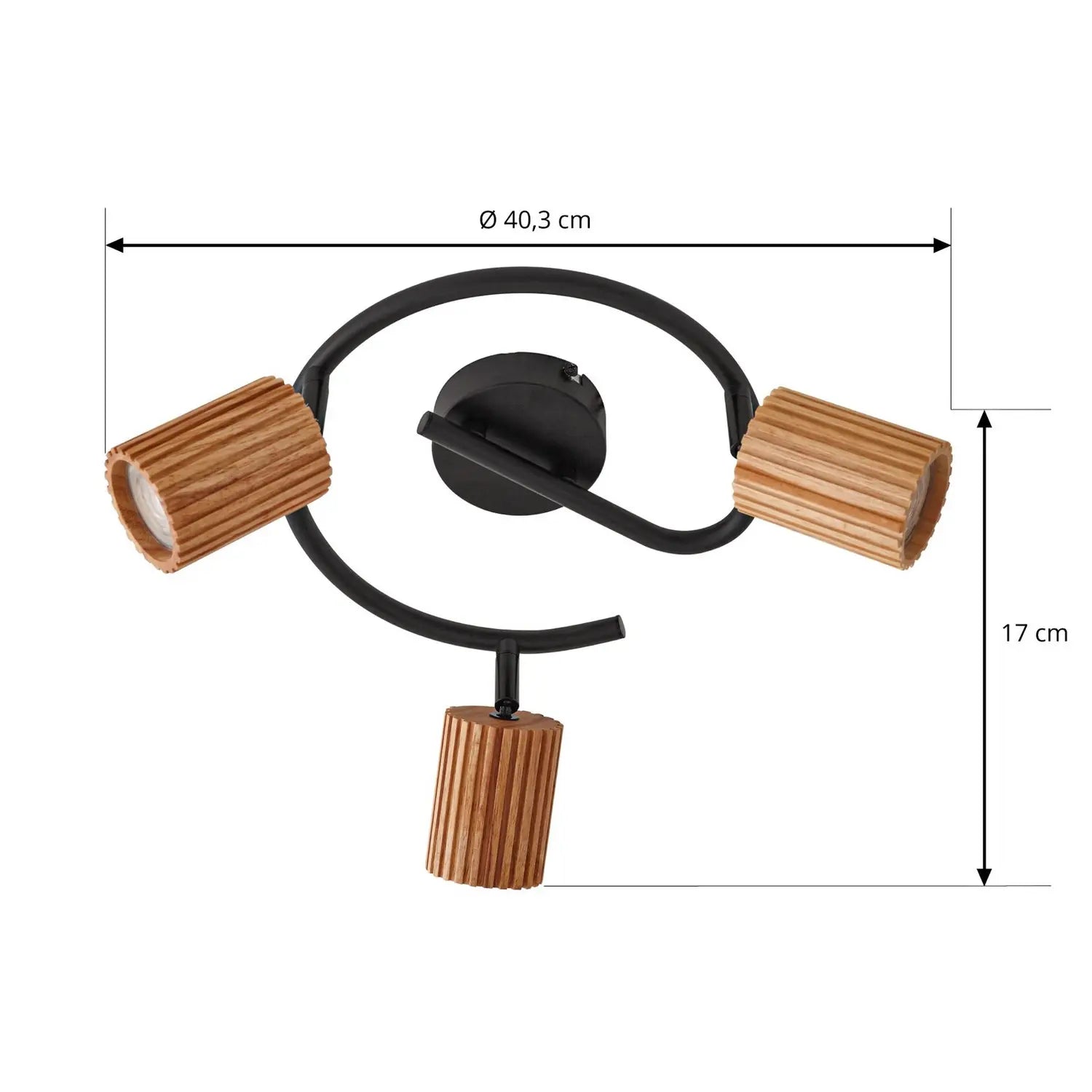 B-Ware Lindby Deckenstrahler Spot Strahler Holz Schwarz Eisen Stralino 3 Flammig Gu10 - 4255830903809