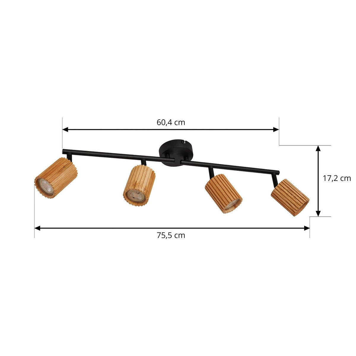 Lindby Deckenstrahler Strahler Stralino Deckenleuchte 4-flg Lampe L60 cm Holz - 4255830903816