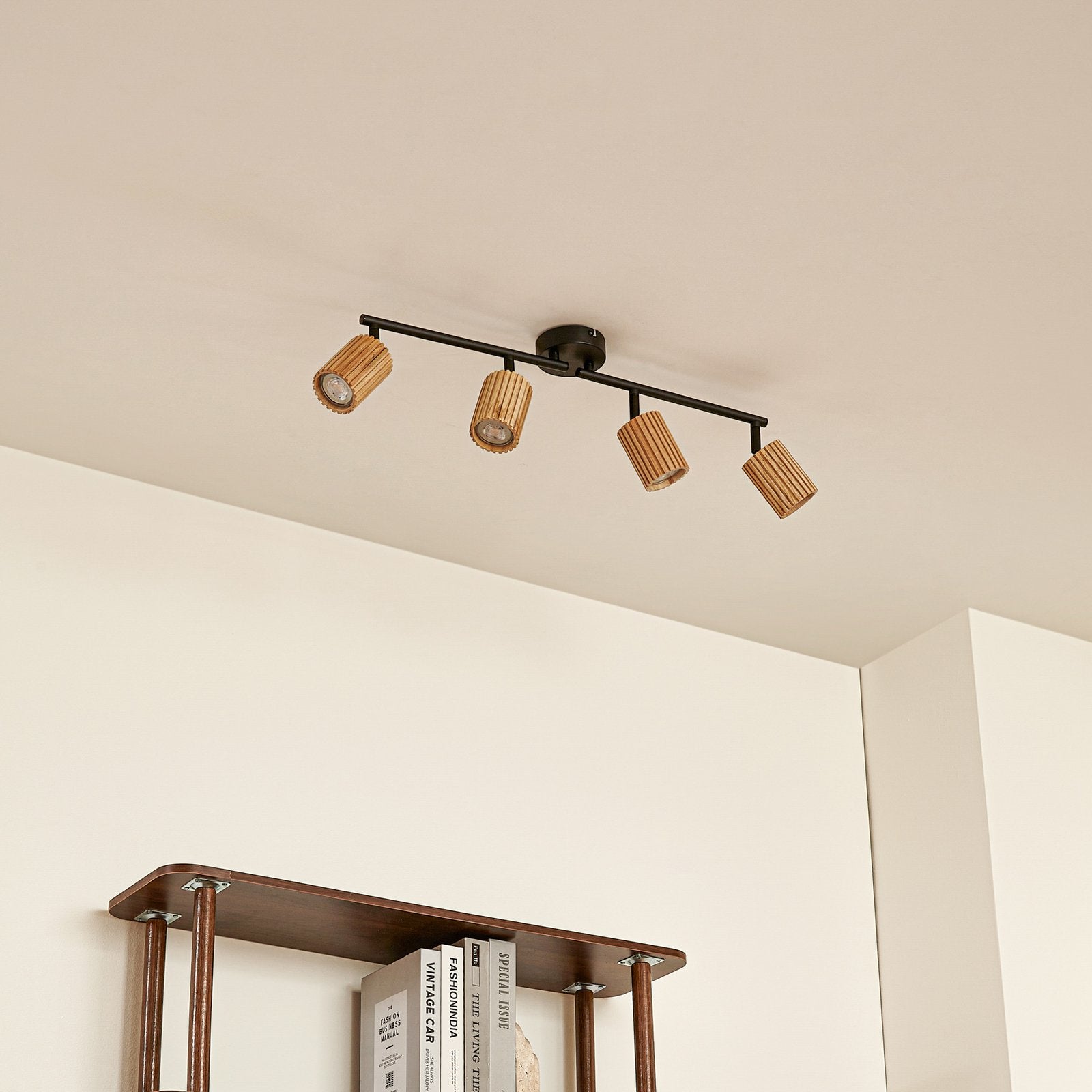 Lindby Deckenstrahler Strahler Stralino Deckenleuchte 4-flg Lampe L60 cm Holz - 4255830903816