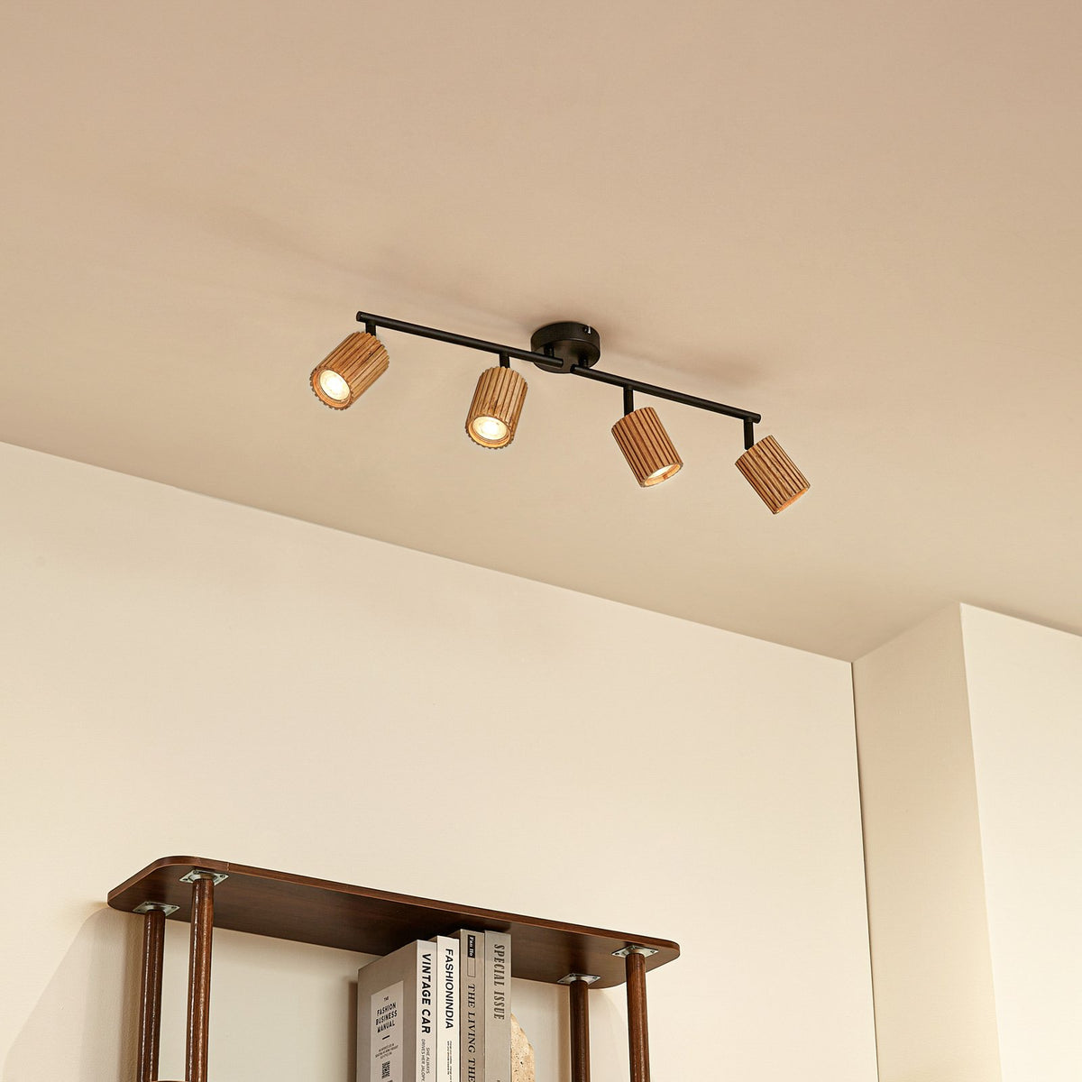 Lindby Deckenstrahler Strahler Stralino Deckenleuchte 4-flg Lampe L60 cm Holz - 4255830903816