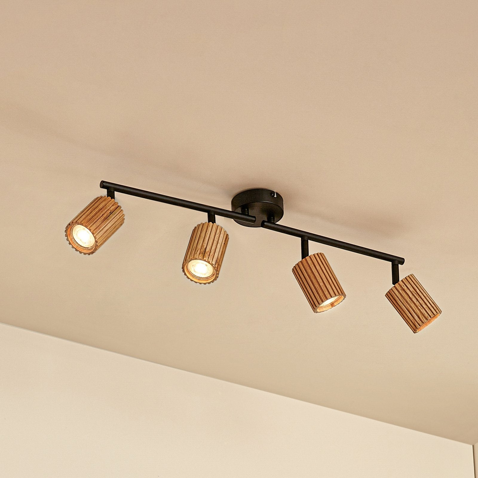 Lindby Deckenstrahler Strahler Stralino Deckenleuchte 4-flg Lampe L60 cm Holz - 4255830903816