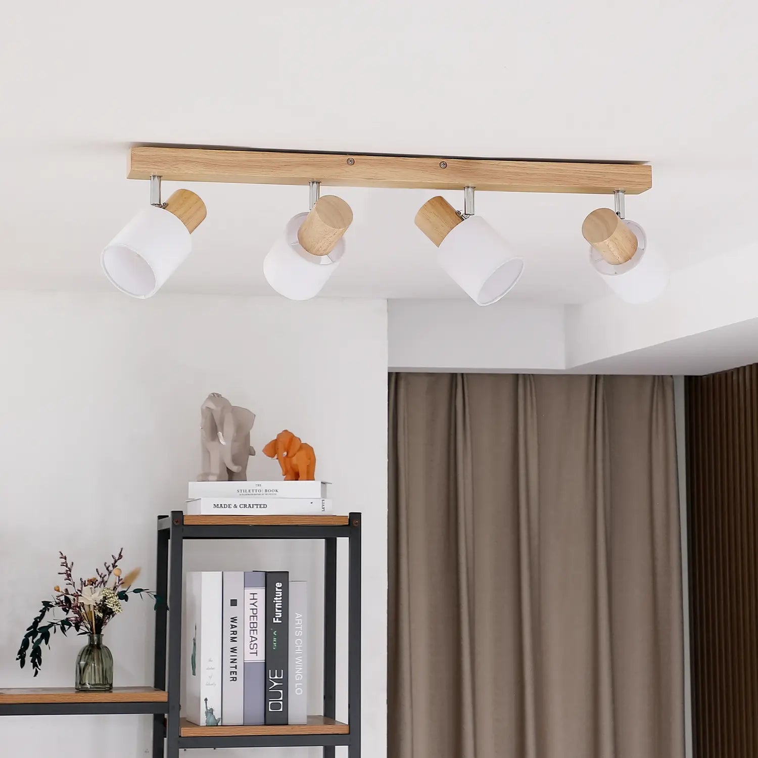 B-Ware Lindby Deckenstrahler Strahler Lampe Holz Weiß 4 Flg E14 67cm Wanessa  - 9624711
