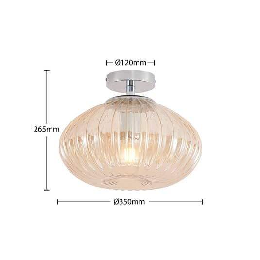 B-Ware Lindby Defne Deckenlampe Deckenlampe Lampe Leuchte Glaslampe Bernstein Chrom - 4251096585698