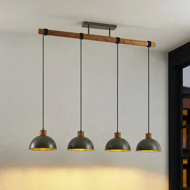 B-Ware Lindby Durbis Hängeleuchte Hängelampe Lampe Leuchte 4 Flmg. E27 Natur Dunkelg249
