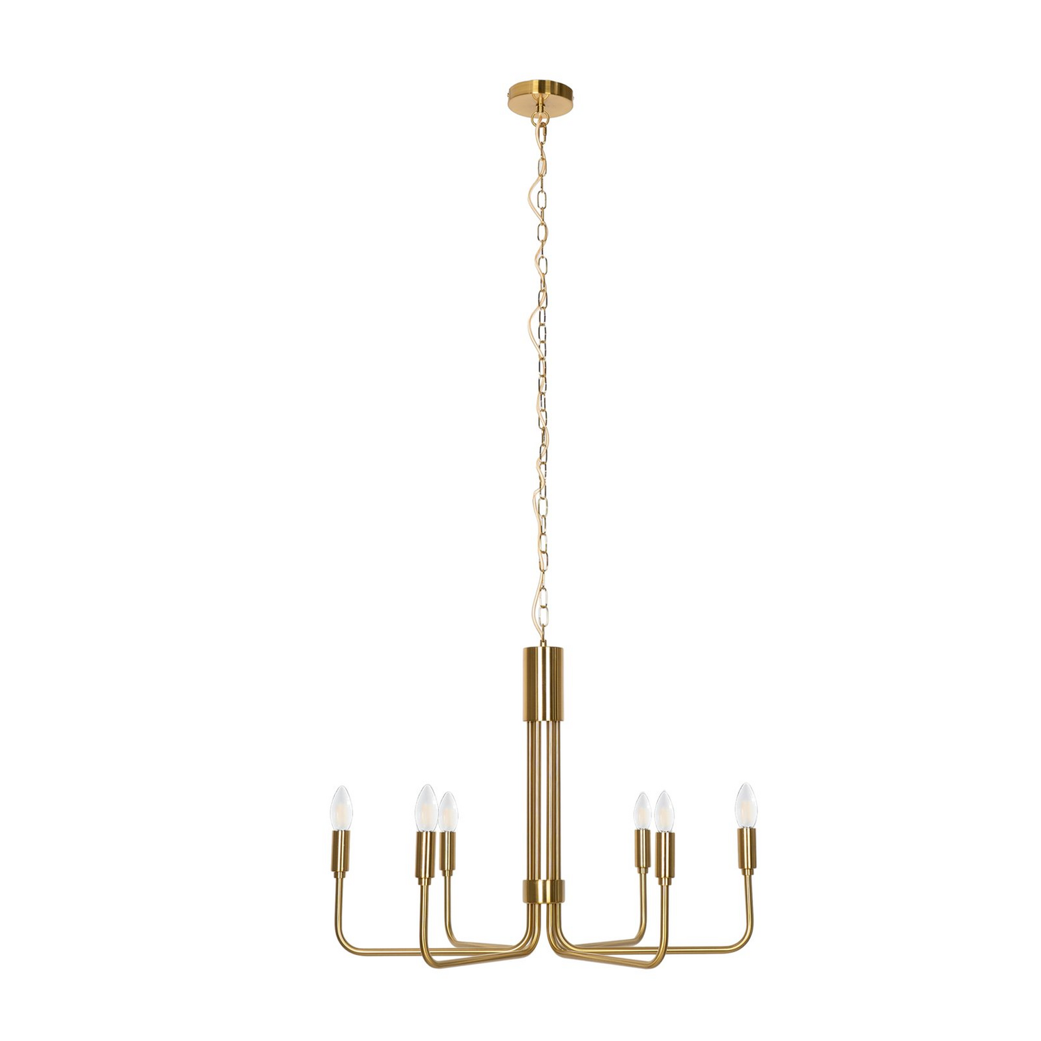 Lustre Lindby Elanova de qualité B, suspension à six lumières, spot en laiton E14995