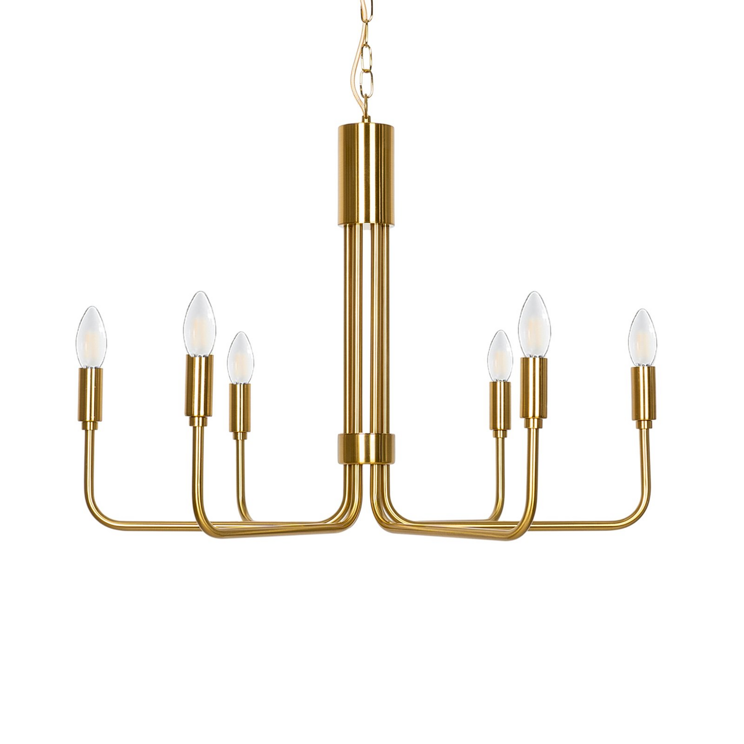 Lustre Lindby Elanova de qualité B, suspension à six lumières, spot en laiton E14995