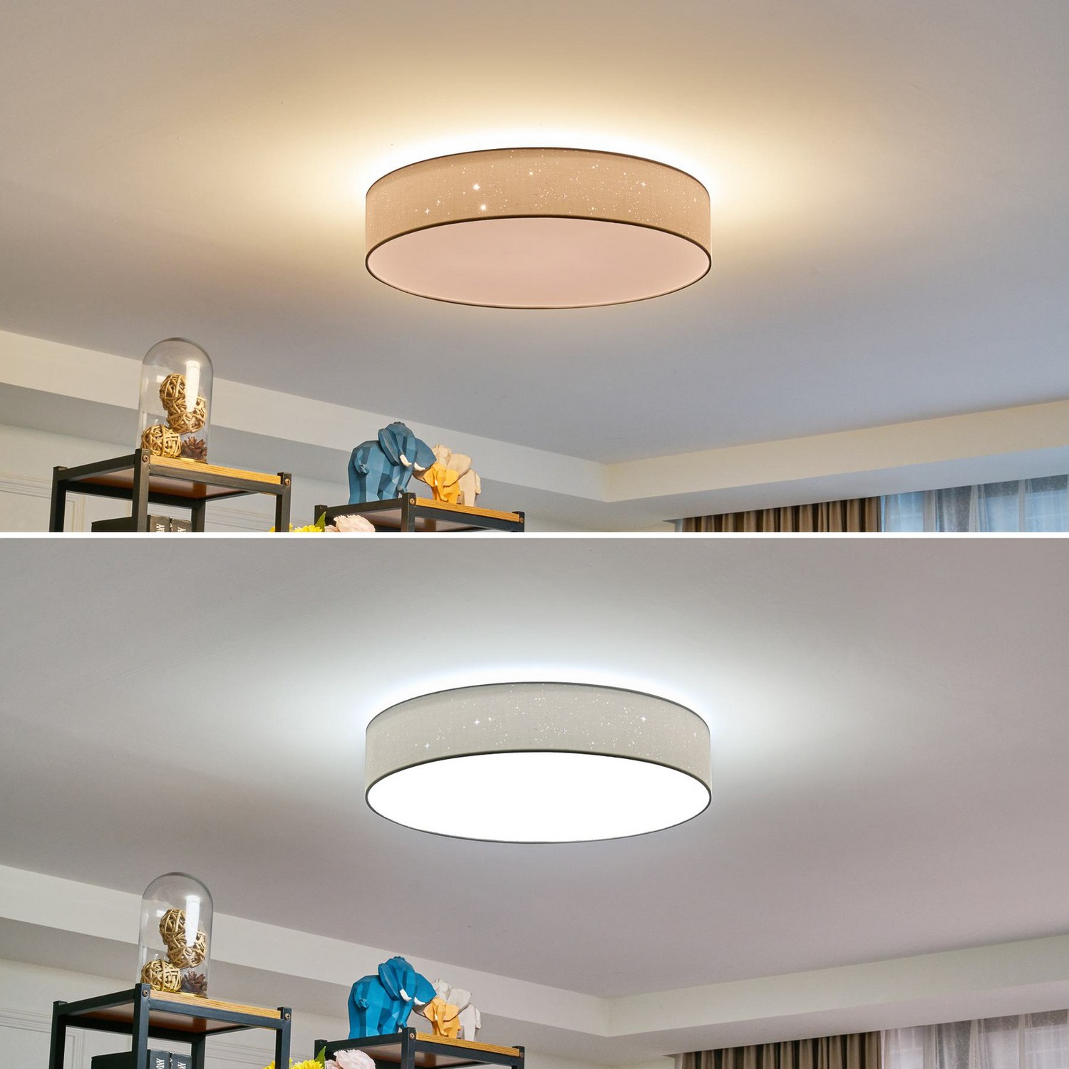 B-Ware Lindby Deckenleuchte Deckenlampe Led Ellamina Textil Weiß Dimmbar Fernbedien811