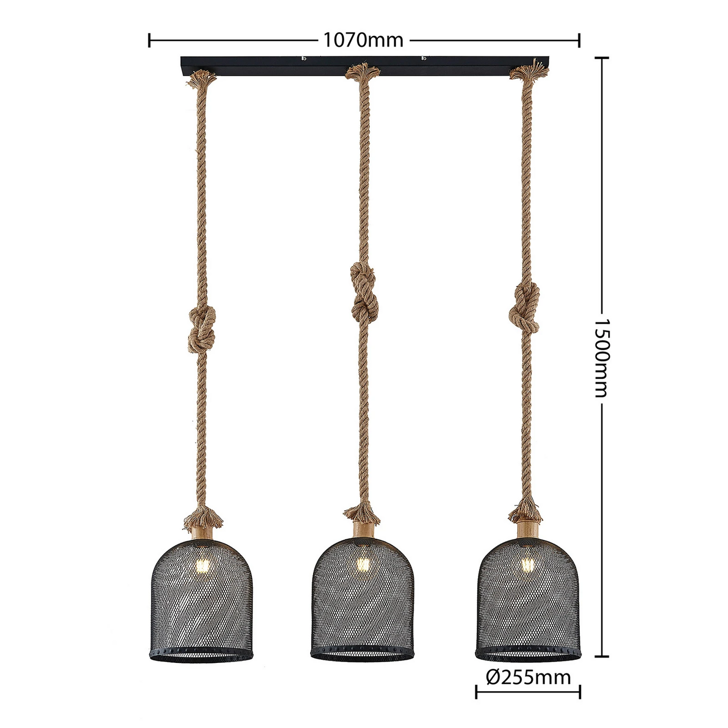 Lindby Epori Pendelleuchte Hängeleuchte Hanfseil 3 Flammig Esszimmerlampe B-Ware - 4251911711257