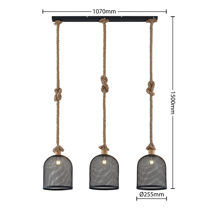 Lindby Epori Pendelleuchte Hängeleuchte Hanfseil 3 Flammig Esszimmerlampe B-Ware - 4251911711257