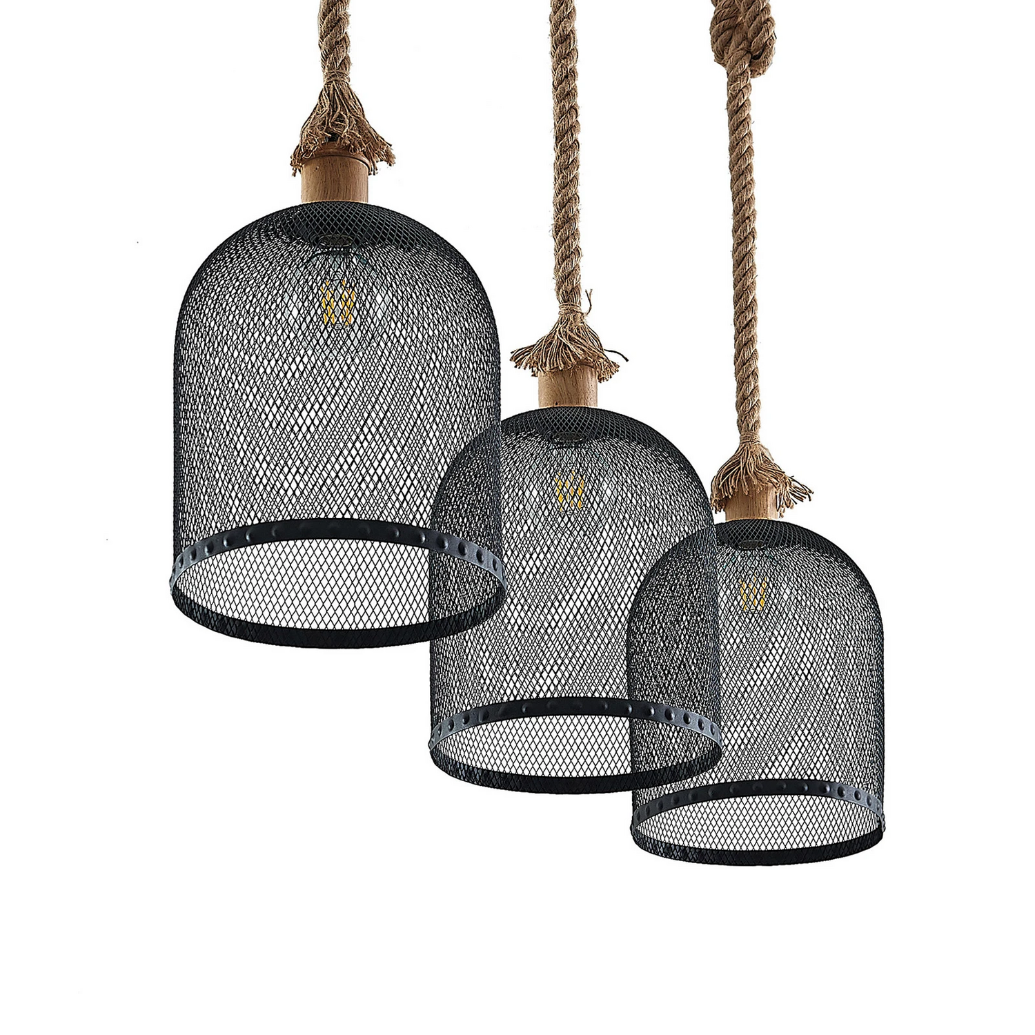 Lindby Epori Pendelleuchte Hängeleuchte Hanfseil 3 Flammig Esszimmerlampe B-Ware - 4251911711257