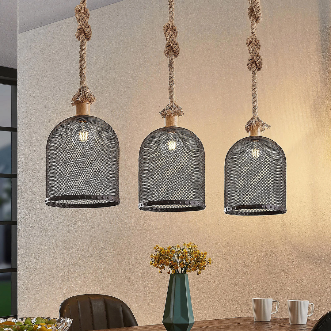 Lindby Epori Pendelleuchte Hängeleuchte Hanfseil 3 Flammig Esszimmerlampe B-Ware - 4251911711257