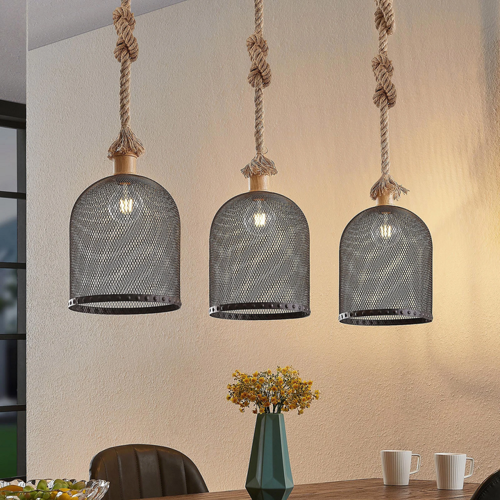 Lindby Epori Pendelleuchte Hängeleuchte Hanfseil 3 Flammig Esszimmerlampe B-Ware - 4251911711257