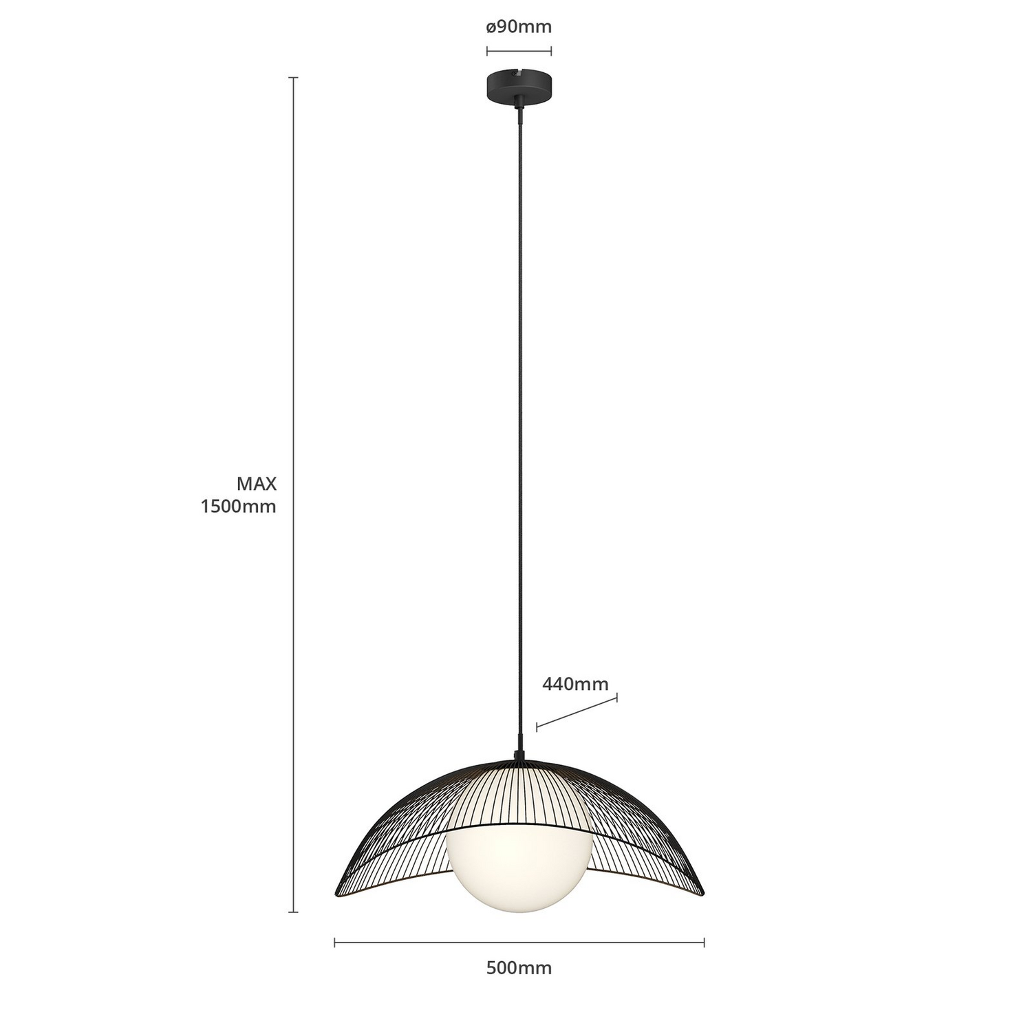 Suspension Lindby Fabronia de catégorie B, luminaire à grille, lampe, plafonnier, IP20, globe en verre, 609 