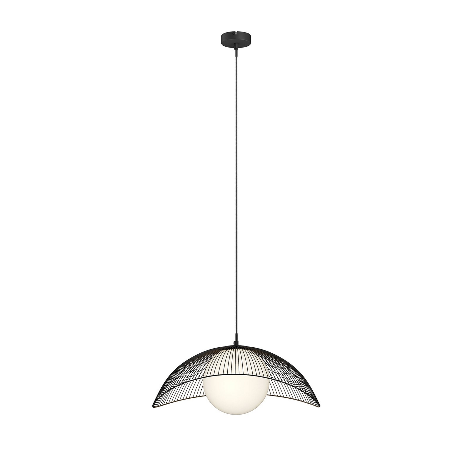 Suspension Lindby Fabronia de catégorie B, luminaire à grille, lampe, plafonnier, IP20, globe en verre, 609 
