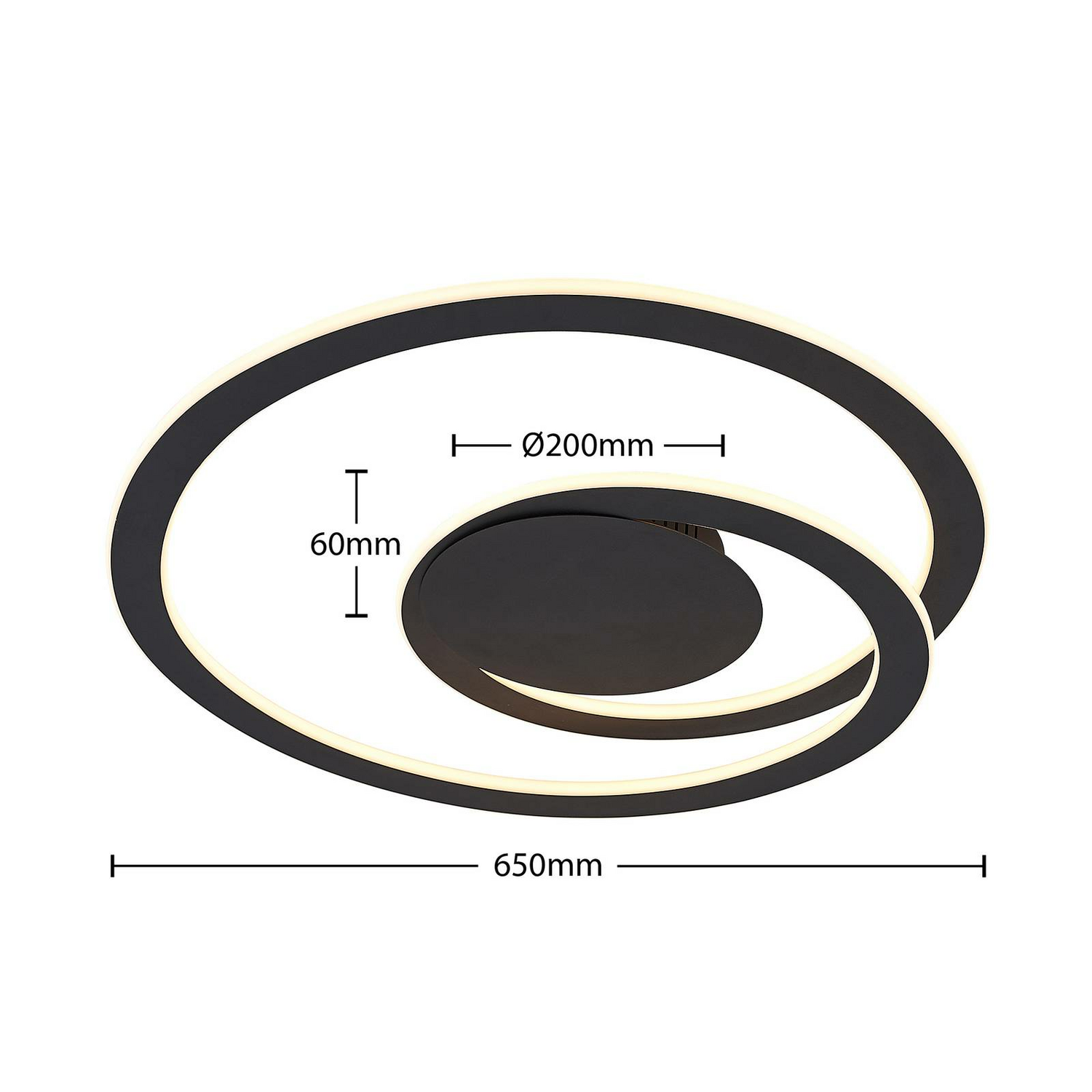 B-Ware Lindby Favio Led Deckenlampe Deckenleuchte Lampe Leuchte Dimmbar ø 66 Cm Schwarz - 4251096587593