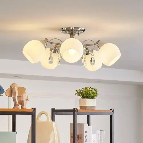 B-Ware Lindby Feodora Deckenlampe Deckenleuchte Lampe Leuchte Kronleuchter Weiß Chrom