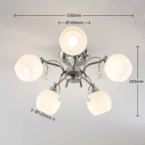 B-Ware Lindby Feodora Deckenlampe Deckenleuchte Lampe Leuchte Kronleuchter Weiß Chrom