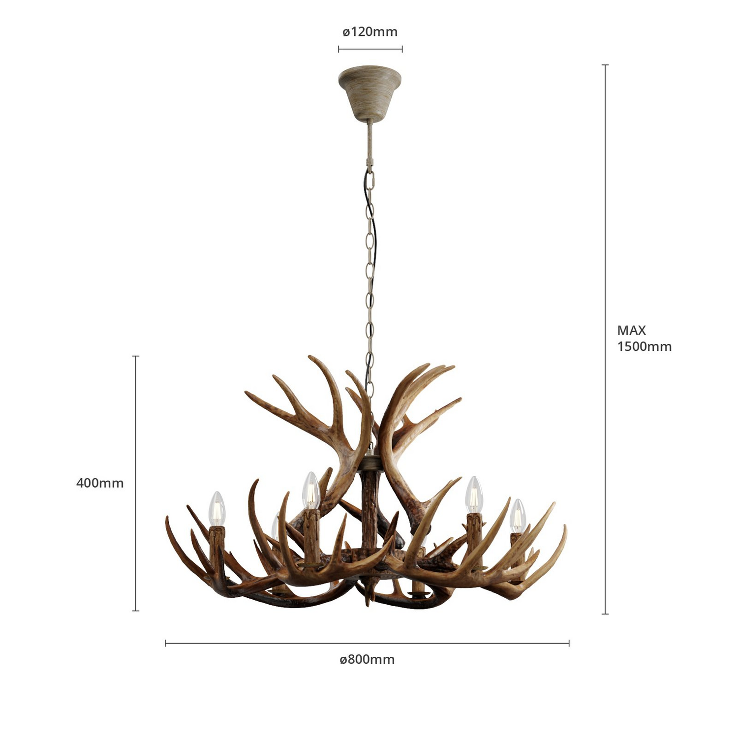 B-Ware Lindby Fibi Hängeleuchte Pendelleuchte Deckenlampe Lampe Leuchte Geweih Braun