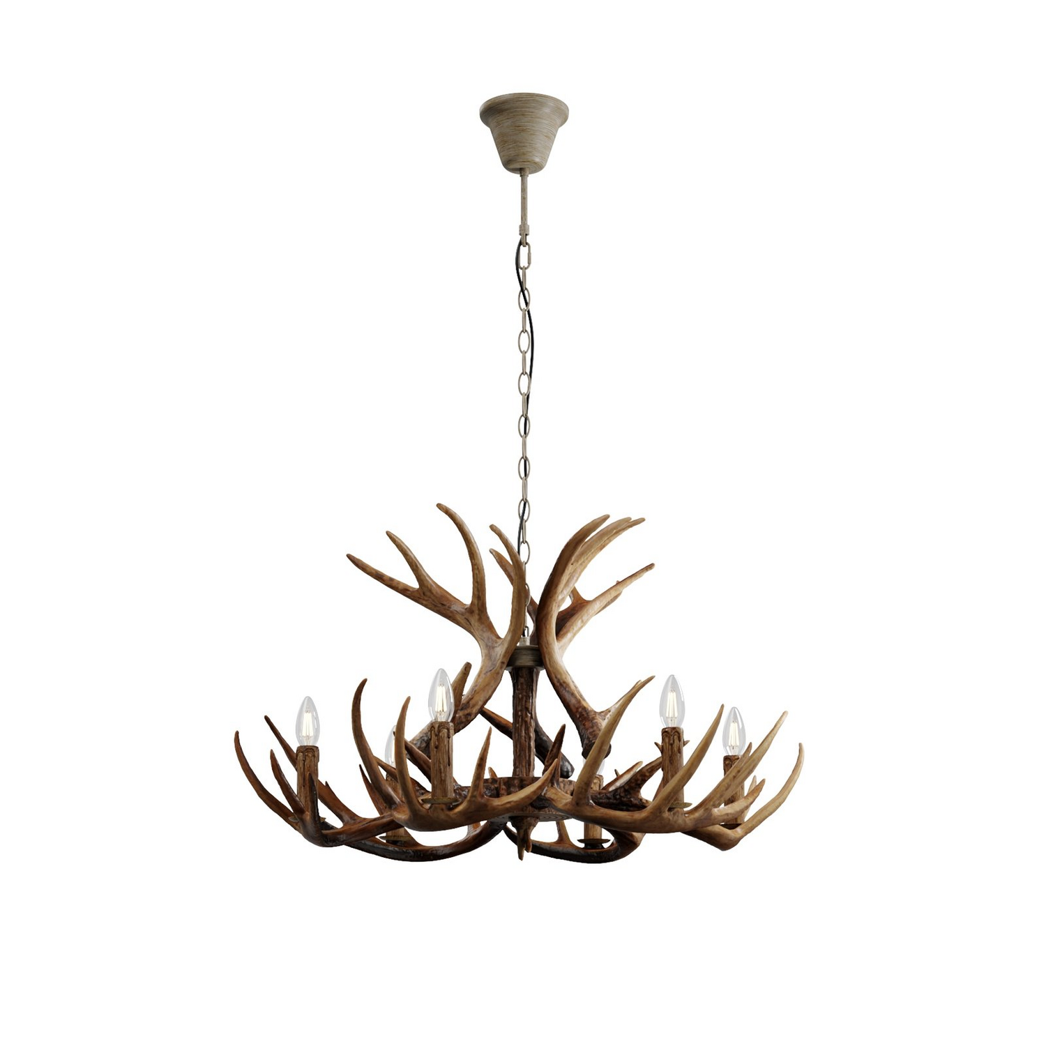 B-Ware Lindby Fibi Hängeleuchte Pendelleuchte Deckenlampe Lampe Leuchte Geweih Braun